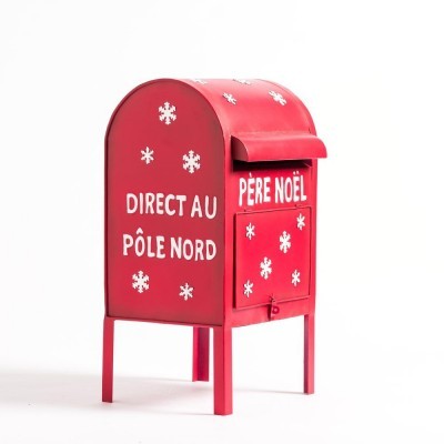 Boite aux lettres Père Noël en métal rouge L 27 X P 27 X H 52 CM