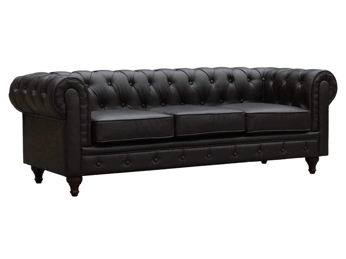 Canapé 3 places style chesterfield marron