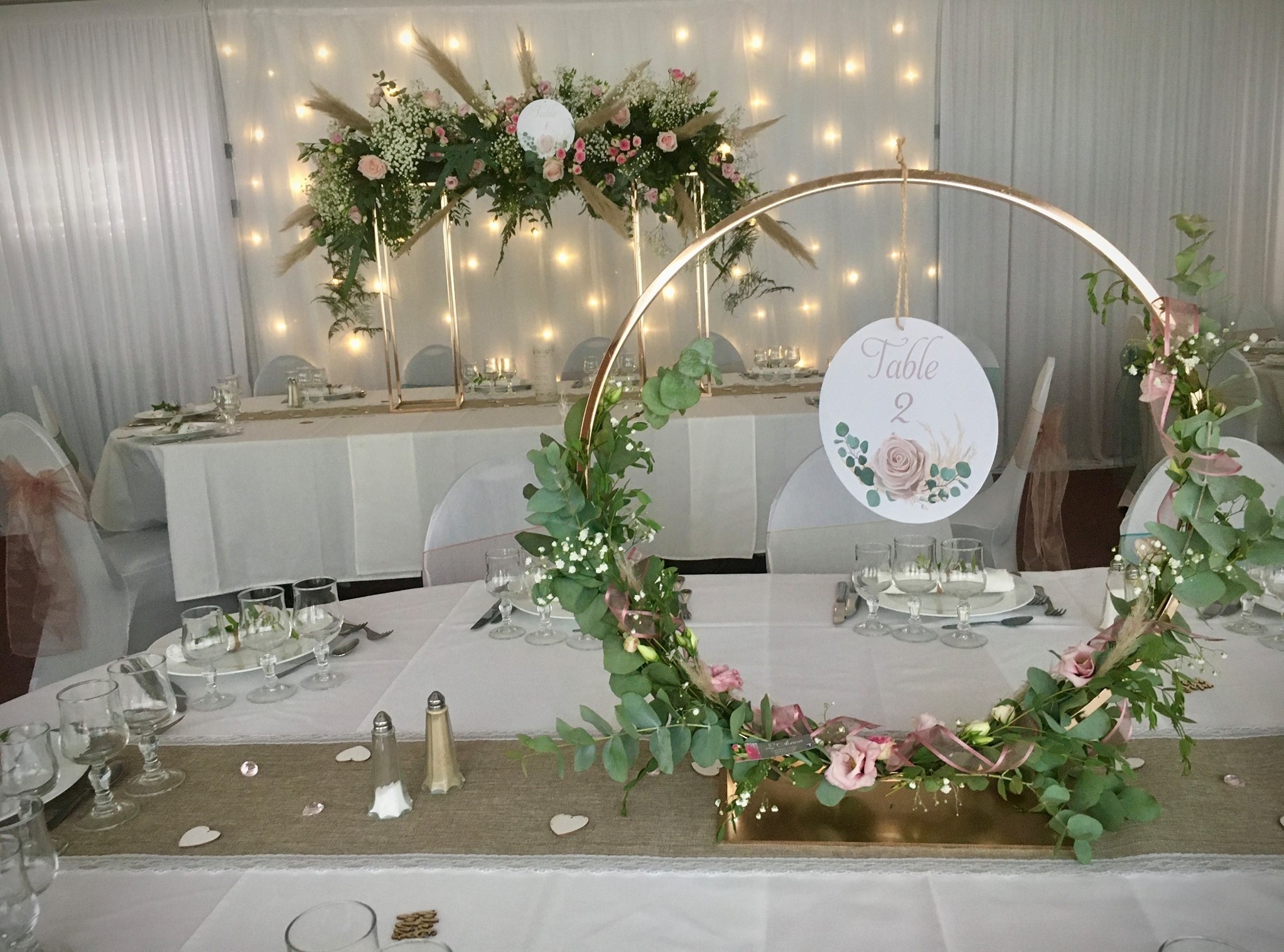 Cercle rose gold - centre de table mariage