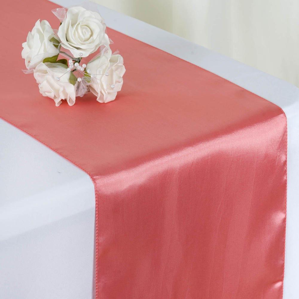 Chemin de table mariage satin rose pèche