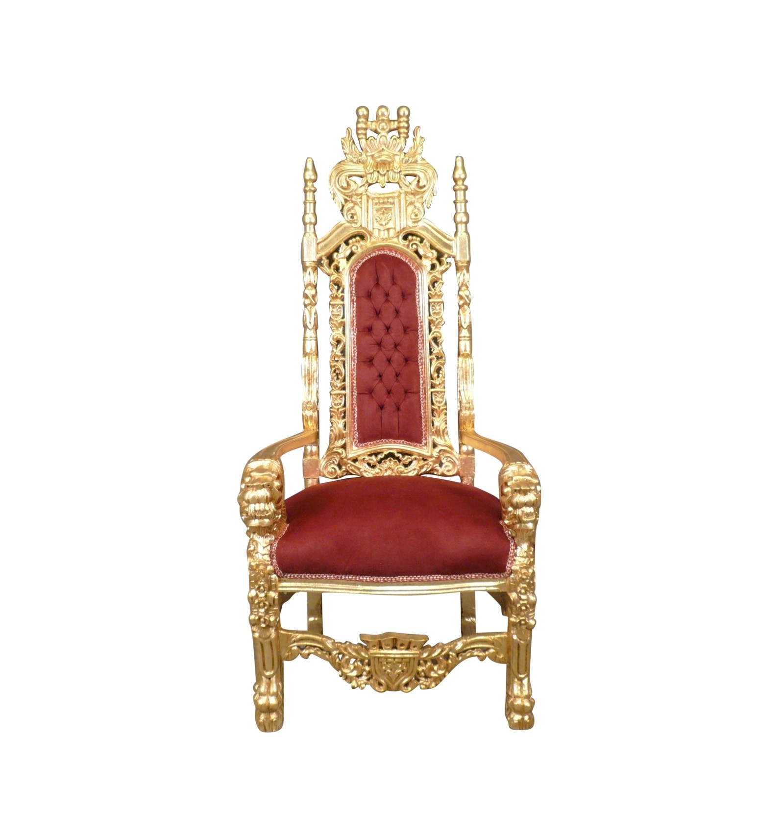 Fauteuil Trône velours rouge et bois doré