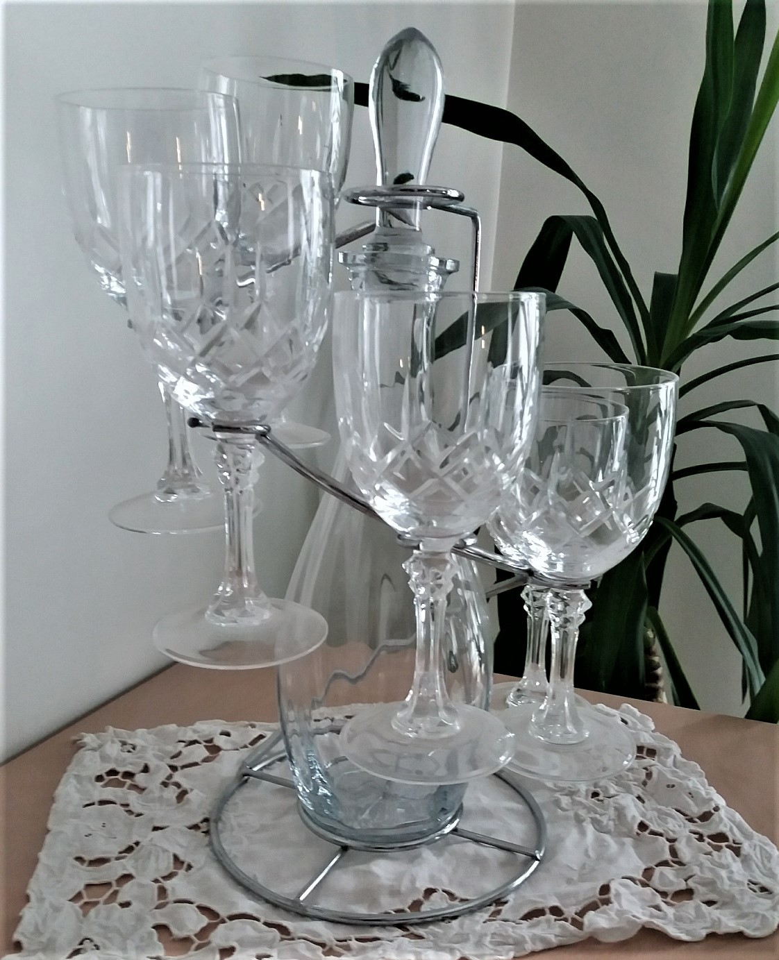 Support avec carafe et 6 verres