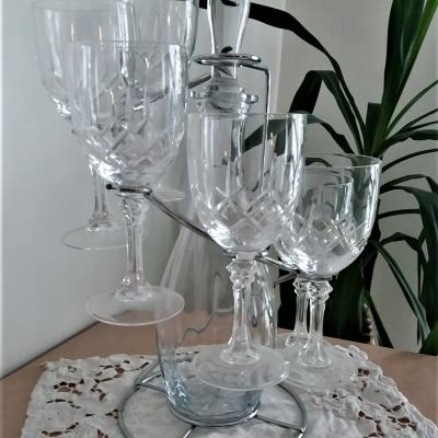 Support avec carafe et 6 verres