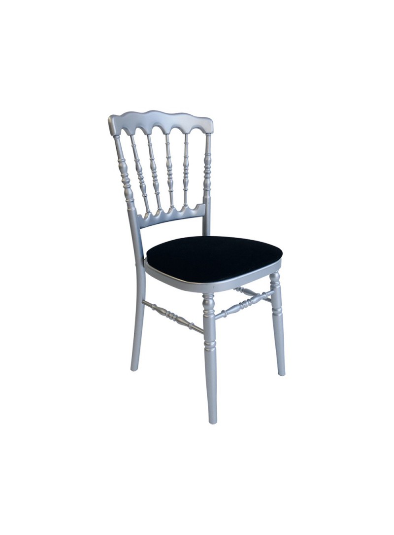 Chaise Napoléon gris argent - assise noire
