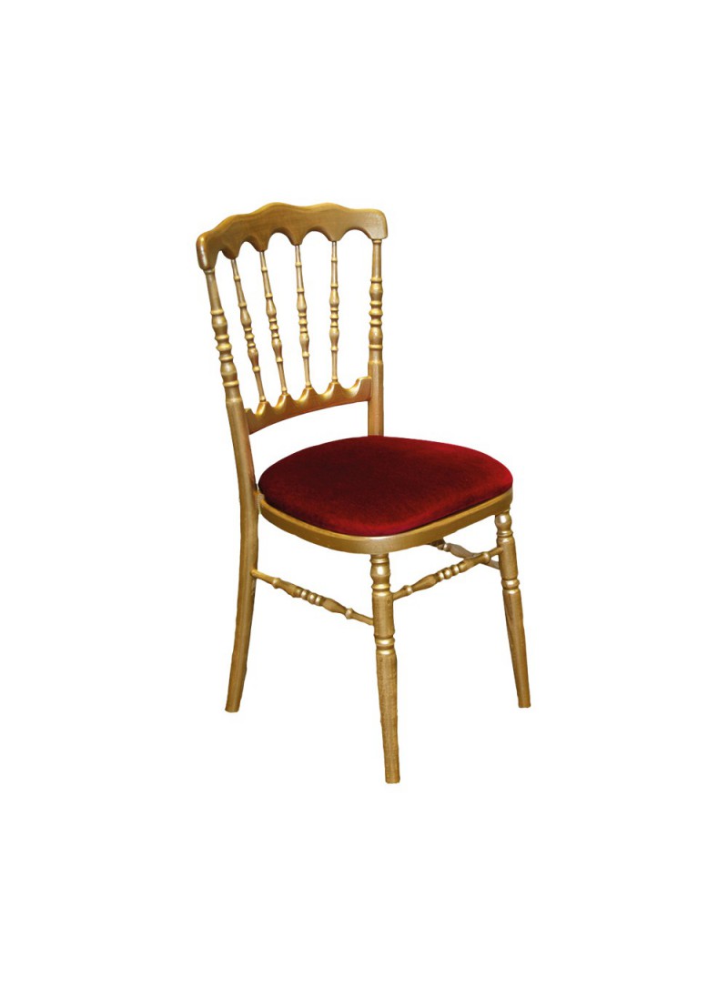 Chaise Napoléon dorée - assise rouge