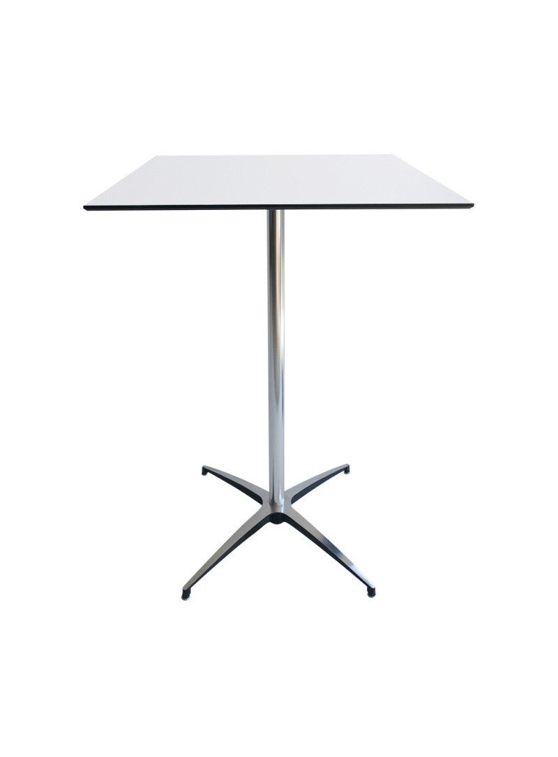 Table haute mange debout - Plateau blanc 60x60 cm - Hauteur 110 cm