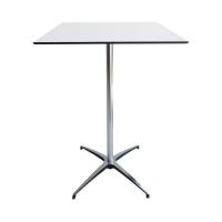 Location table haute mange debout - Plateau blanc 60x60 cm - Hauteur 110 cm
