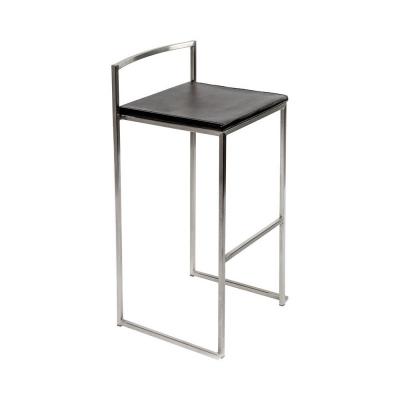  Tabouret de bar haut empilable acier assise vinyle noir