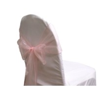 Nœud de chaise en organza rose pale 