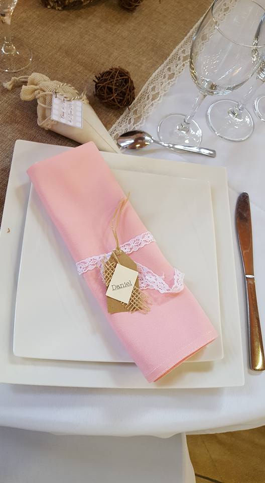 Serviette de table rose - polyester 50x50cm