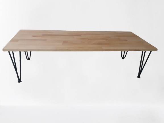 Table basse bois naturel pieds métal noir  120x50cm H30cm