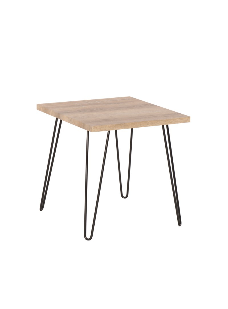 Table basse pieds métal noir plateau bois 50x50xH50