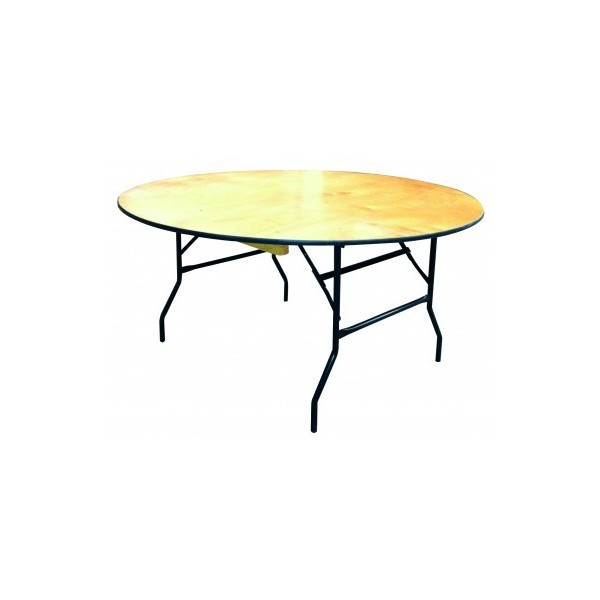 Table ronde pliante en bois D150 - pour 8 personnes - Plateau contreplaqué 18mm