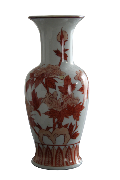 Vase blanc motifs terracotta - H25xD12cm