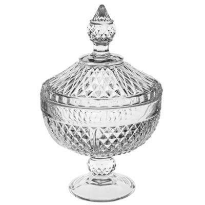 Bonbonniere en verre diamant 24cm transparent