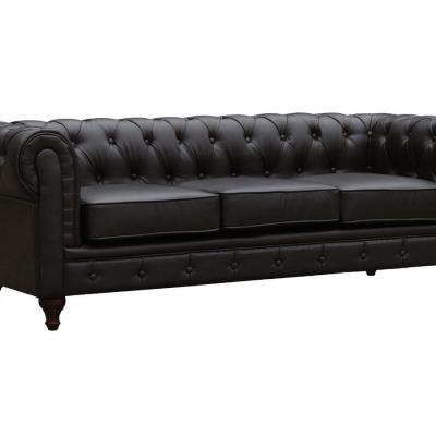 Canape 3 places style chesterfield marron