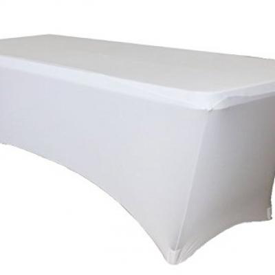 Housse de table rectangulaire lycra blanc