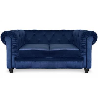 Location canape chesterfield 2 places velours bleu mobilier lounge reception dunkerque