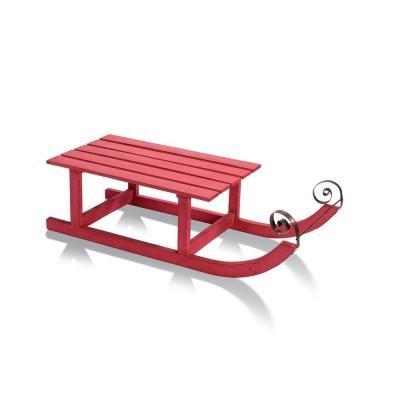 Luge en bois rouge 70x26x18cm deco magasin dunkerque