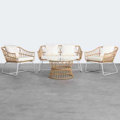 Salon rotin 2 fauteuils 1 canape 2 places 1 table basse location dunkerque