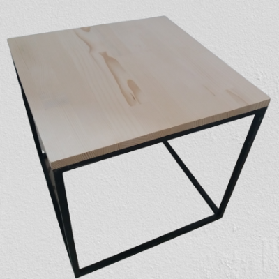 Table basse cube noir et bois 43cm mobilier evenementiel dunkerque