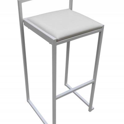 Tabouret de bar empilable metal blanc assise vinyle blanc mobilier dunkerque