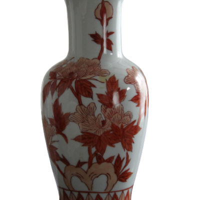 Vase blanc motifs terracotta
